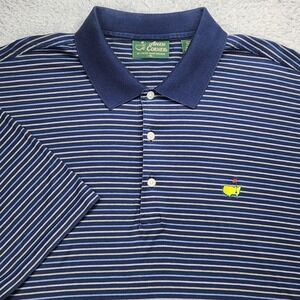 Masters Amen Corner Golf Polo Mens XL Augusta National Blue Striped Pima Cotton